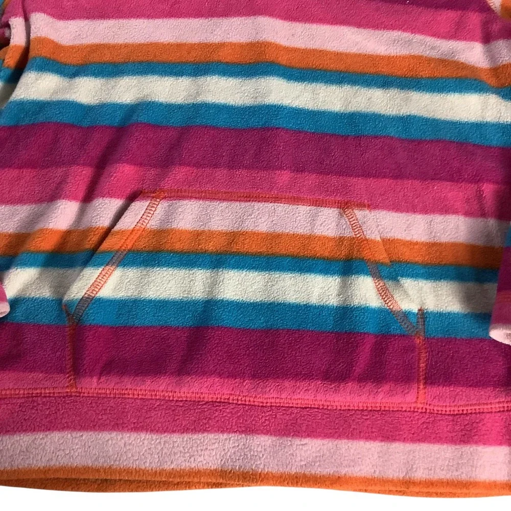 The Children's Place Fleece Hoodie Girls L 10/12 Pink Striped Y2K Preppy Core